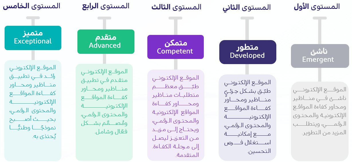 مستويات كفاءة المواقع الإلكترونية والمحتوى الرقمي